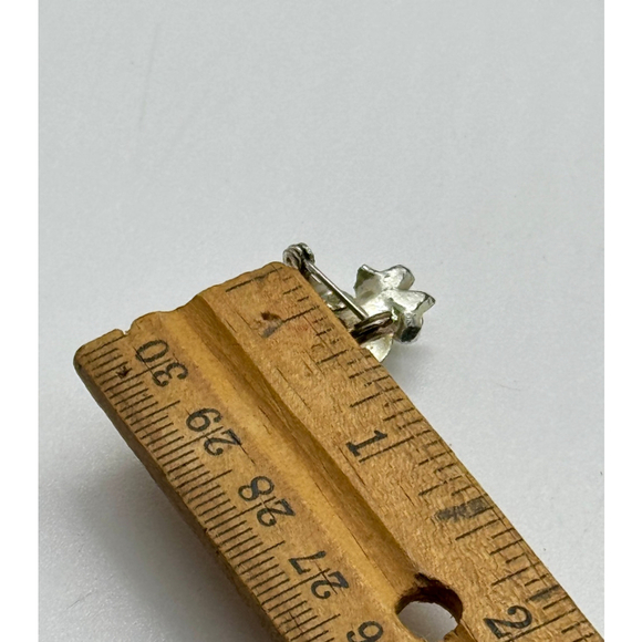 Rhinestone Owl Brooch Pin Clear Blue Stones Vintage - Picture 4 of 6